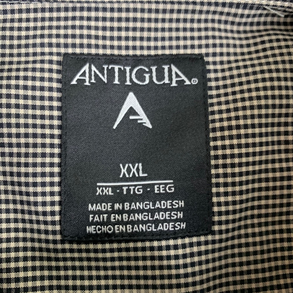 Antigua Button Down Shirt Mens XXL Black Gingham Arkansas Razorbacks Long Sleeve - Picture 5 of 7